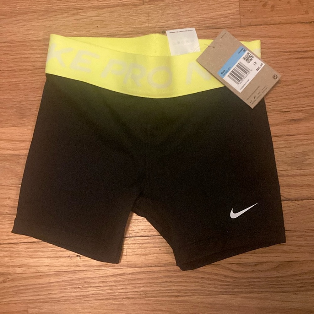 Nike Black and Yellow Athletic Shorts